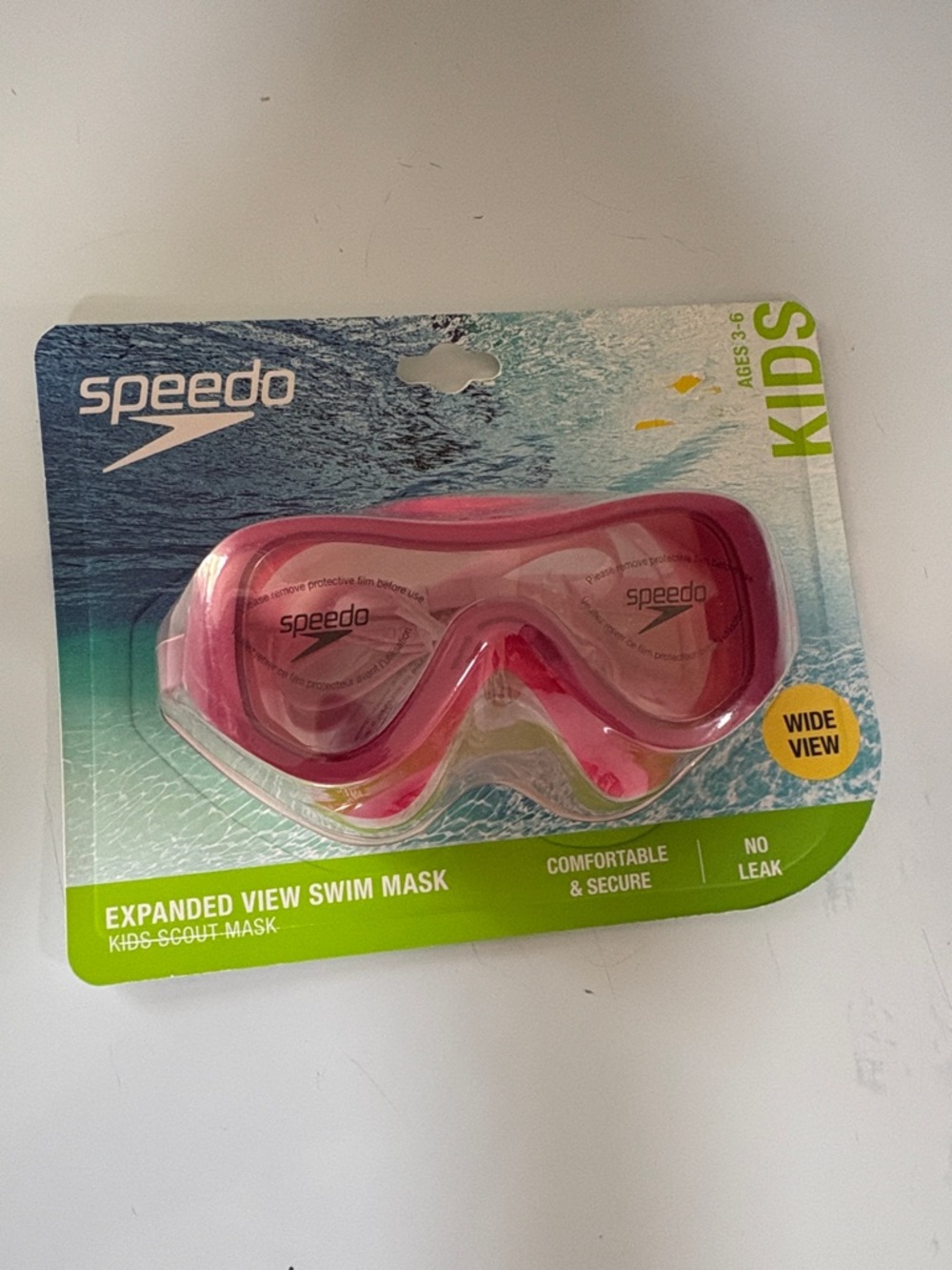 Speedo Kids Pink Swim Mask with Wide-View Lenses